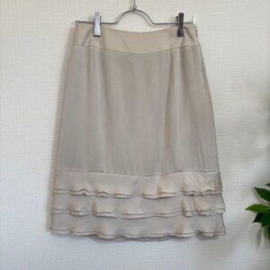 Dilena Flare Skirt Knee-Length Ruffle Beige Elegant